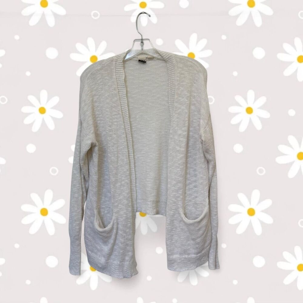Roxy Ivory Knitted High Low Pocket Cardigan Sweater Small